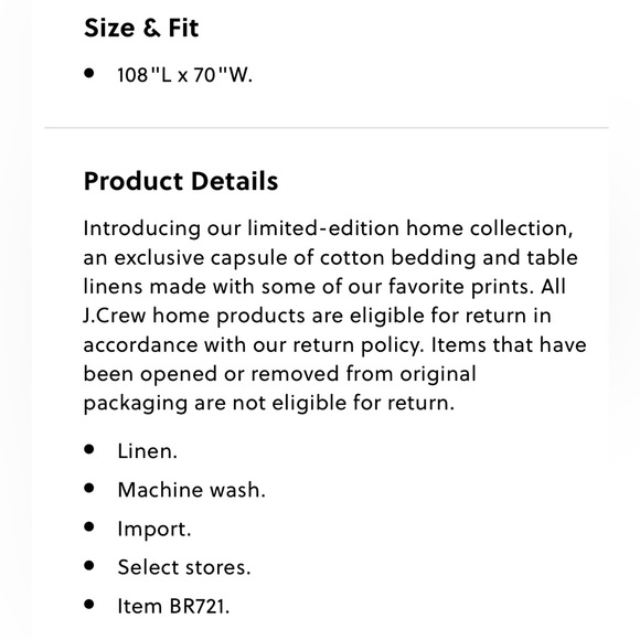 NWT J. Crew Limited Edition Linen Tablecloth - Picture 6 of 6